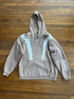 adidas Taupe Crewneck Hoodie with White and Tan Accents